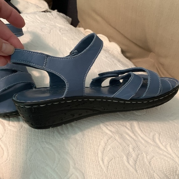 Blue Leather Sandals 41/10 - Picture 3 of 9